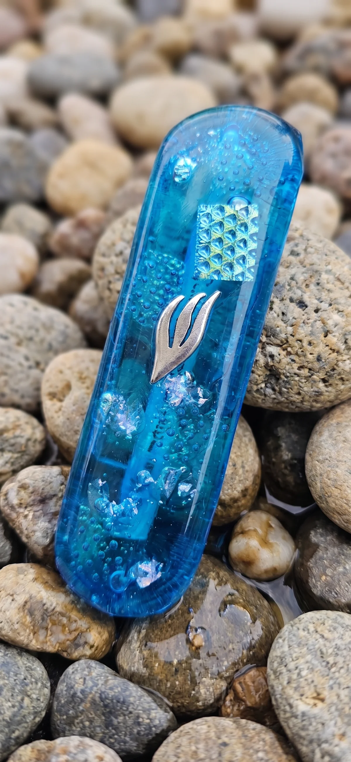 Ocean Bubble Fused Glass Mezuzah