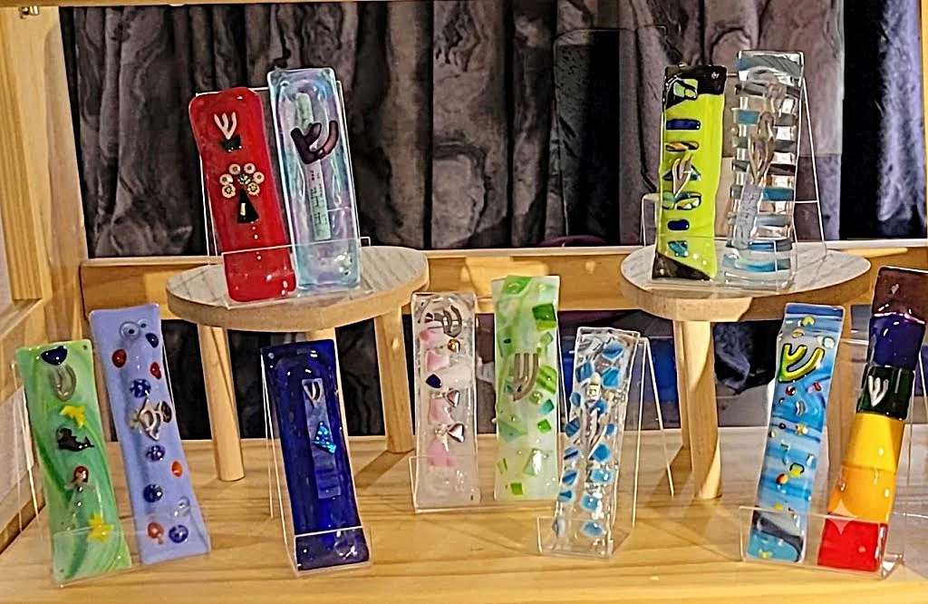 Modern Fused Glass Mezuzahs