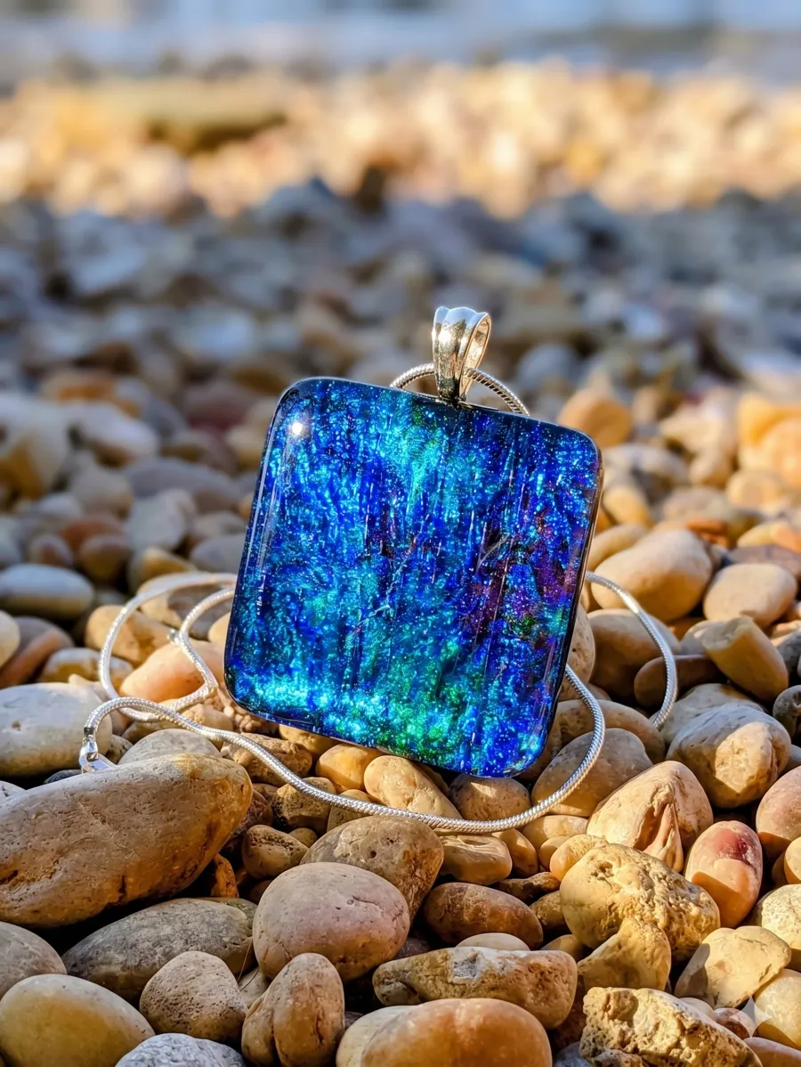 Layered dichroic glass pendant